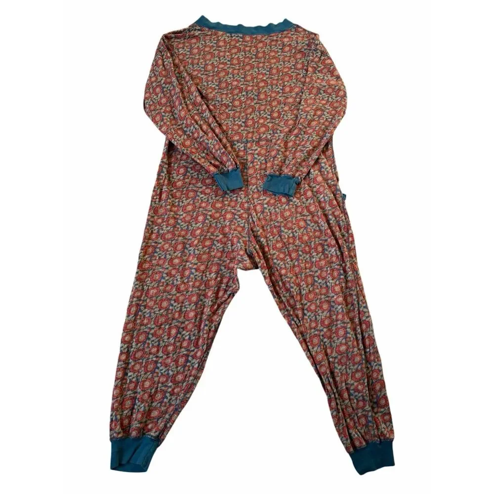 Natural Life Jumpsuit Johnnie Cotton Boho Oversized Ditsy Floral Blue Red Vines